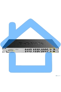 Неуправляемый коммутатор D-Link DGS-1026MP/B2A с 24 портами 10/100/1000Base-T, 2 комбо-портами 100/1000Base-T/SFP (24 порта PoE 802.3af/at, PoE-бюджет 370 Вт)