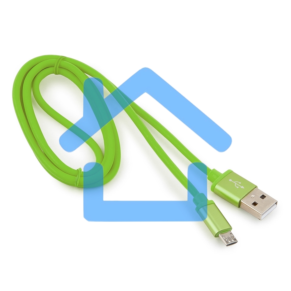 Кабель USB 2.0 Cablexpert CC-S-mUSB01Gn-1M, AM/microB, серия Silver, длина 1м, зеленый, блистер 