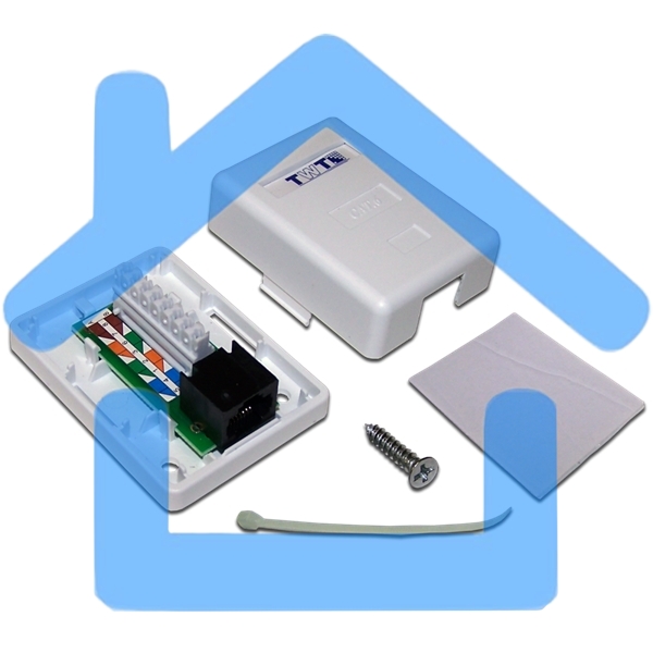 Настенная розетка, 1 порт RJ-45 категории 6, UTP, белая
