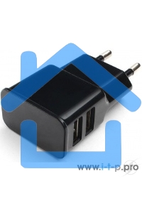 Адаптер питания Cablexpert MP3A-PC-12 100/220V - 5V USB 2 порта, 2.1A, черный