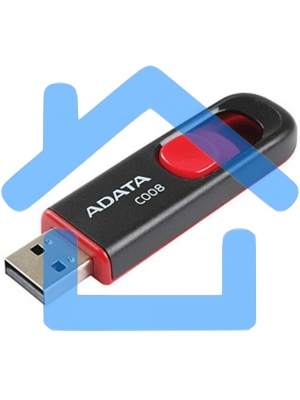 Флешка USB ADATA С008 (AC008-64G-RKD), 64 Gb, USB 2.0, R/W 15/5, черный/красный