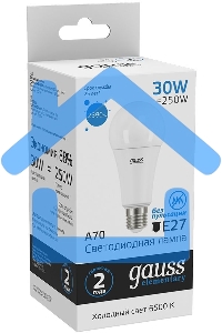 Лампа светодиодная Gauss LED Elementary A67 30W E27 2390lm 6500K 1/10/50 0