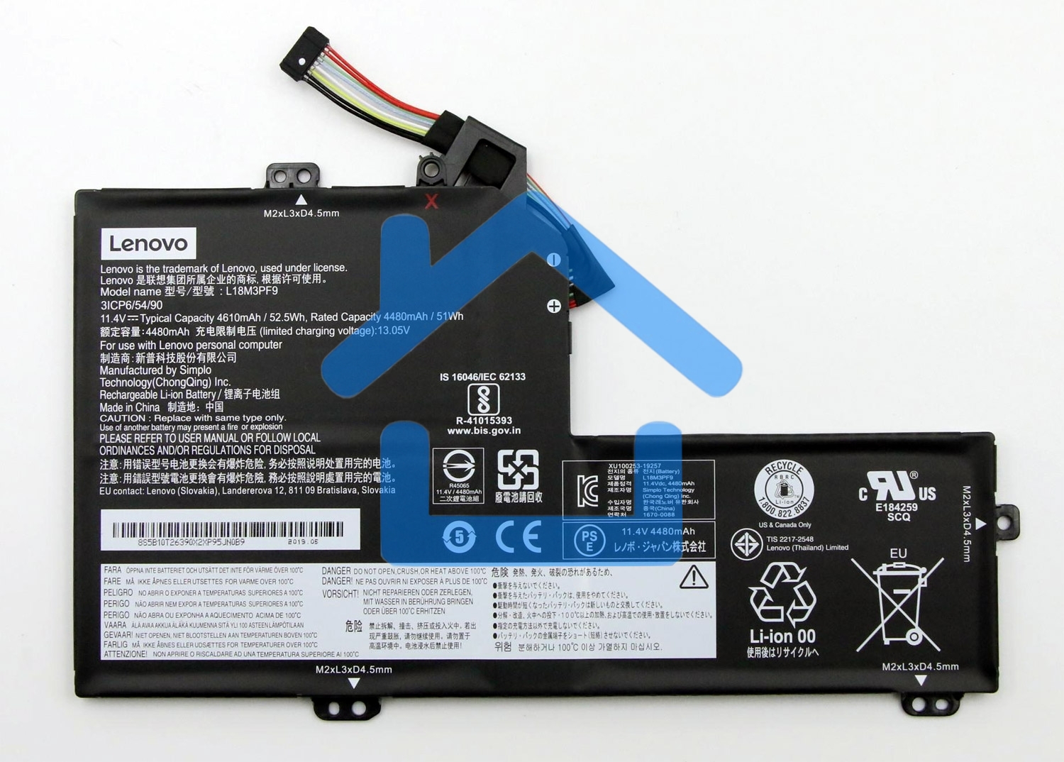 Аккумуляторная батарея для ноутбука Lenovo S540-15IWL GTX 11.4V 52.5Wh Orig