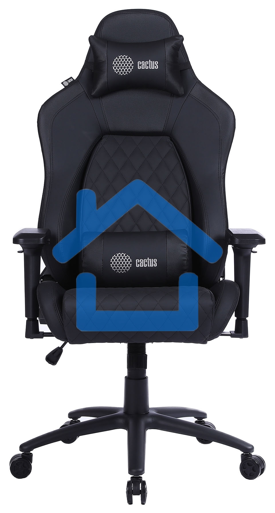 Кресло игровое Cactus CS-CHR-130 черный, сиденье черный, эко.кожа, с подголов. крестовина металл, пластик черный