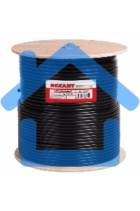 Кабель коаксиальный магистральный Rexant RG-11U, 75 Ом, CCS/Al/Al, 83%, бухта 305 м, черный OUTDOOR