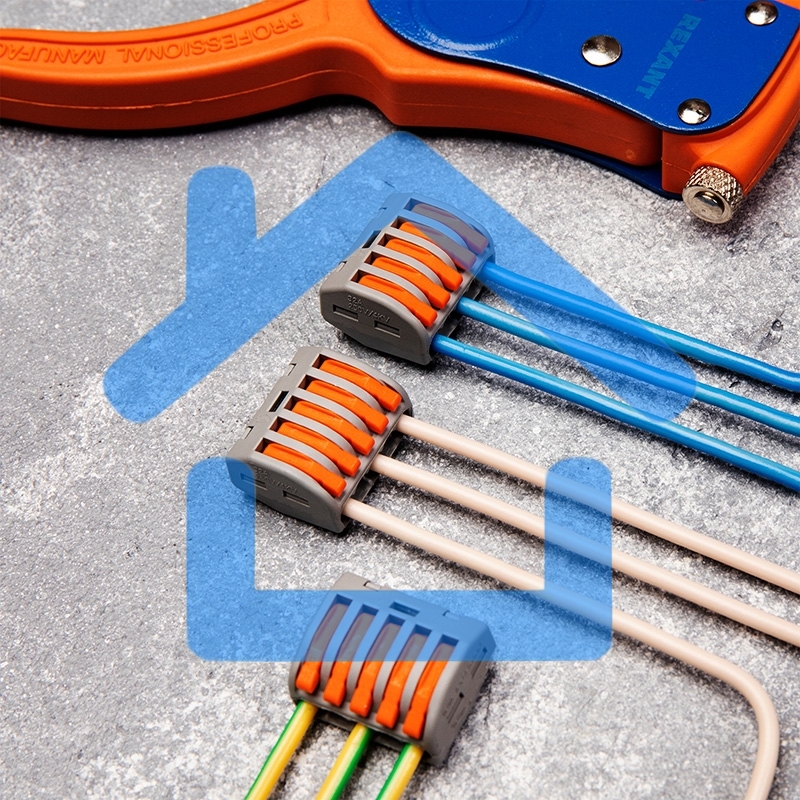 Соединительная клемма многоразовая, 5-и проводная, серая (0,08-4 мм²), (5шт.) Rexant