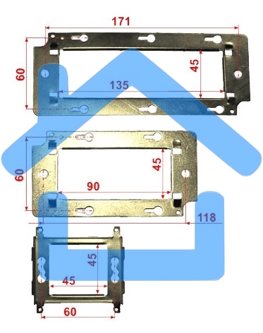 Суппорт Lanmaster LAN-MF45X45 1xMosaic металлический упак:1шт