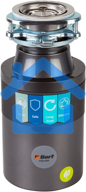 Измельчитель пищевых отходов Bort TITAN 4000 390 Вт; 4,2 кг/мин; 2800 об/мин; 1200 мл; Металл ; набор аксессуаров 4 шт [91275769]