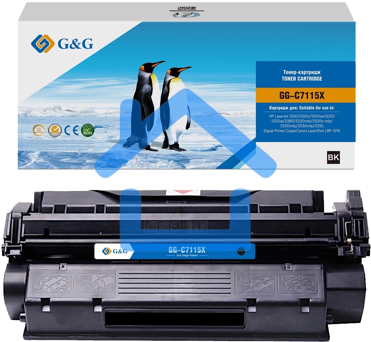 Картридж лазерный G&G GG-C7115X C7115X черный (3500стр.) для HP LJ 1200/1200n/1200se/1220/1220se/3380/3320mfp/3320n mfp/3300mfp/3330mfp/3310