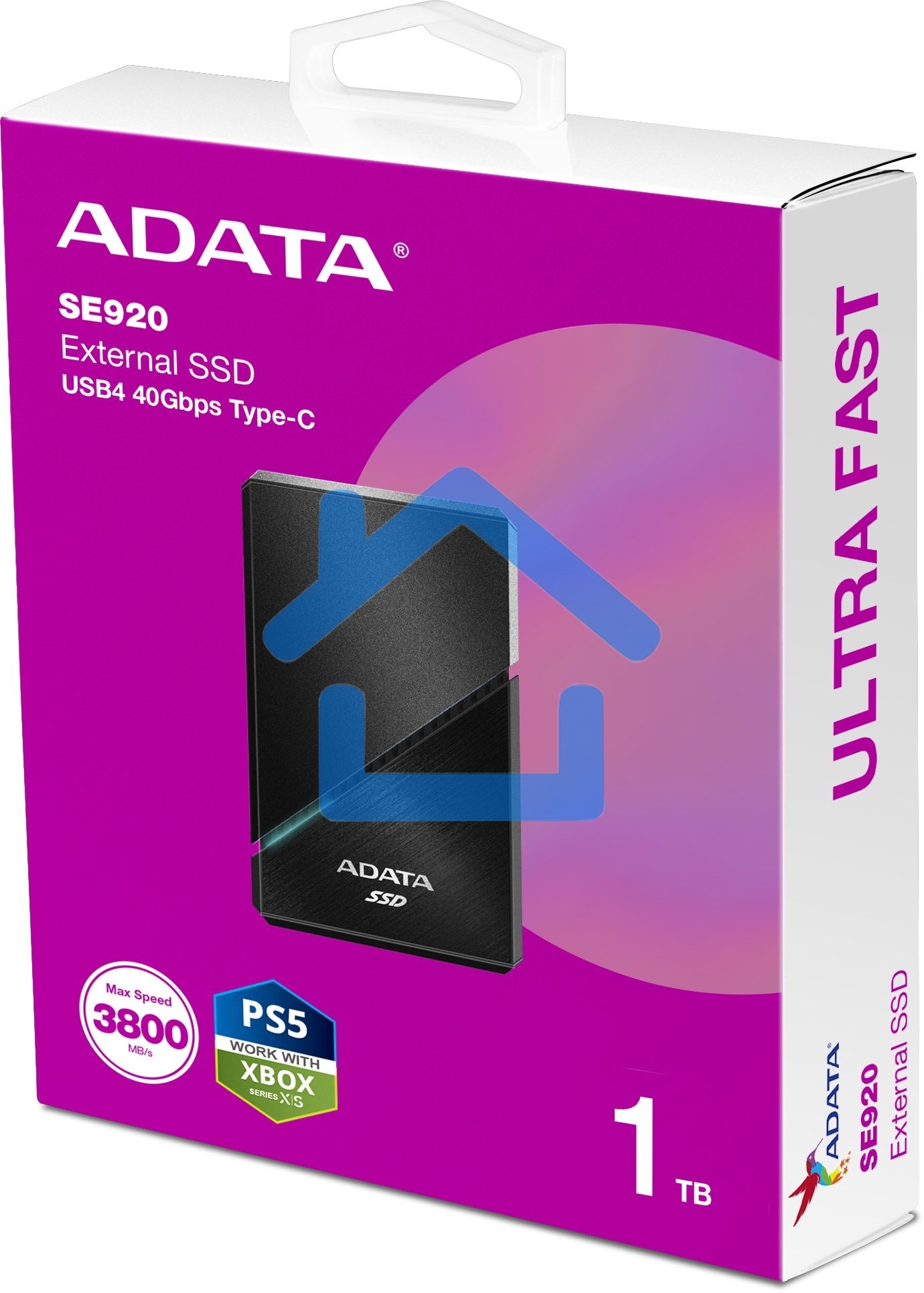 Накопитель SSD   ADATA USB-C 1Tb EXT. черный SE920-1TCBK