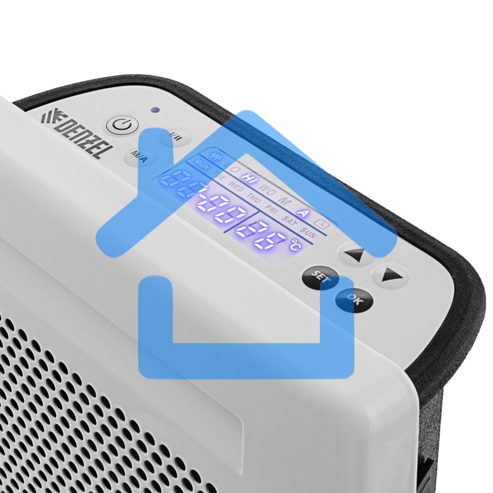 Конвектор гибридный Denzel HybridX-1500 белый, 1500 Вт, 25 м2, термостат, дисплей