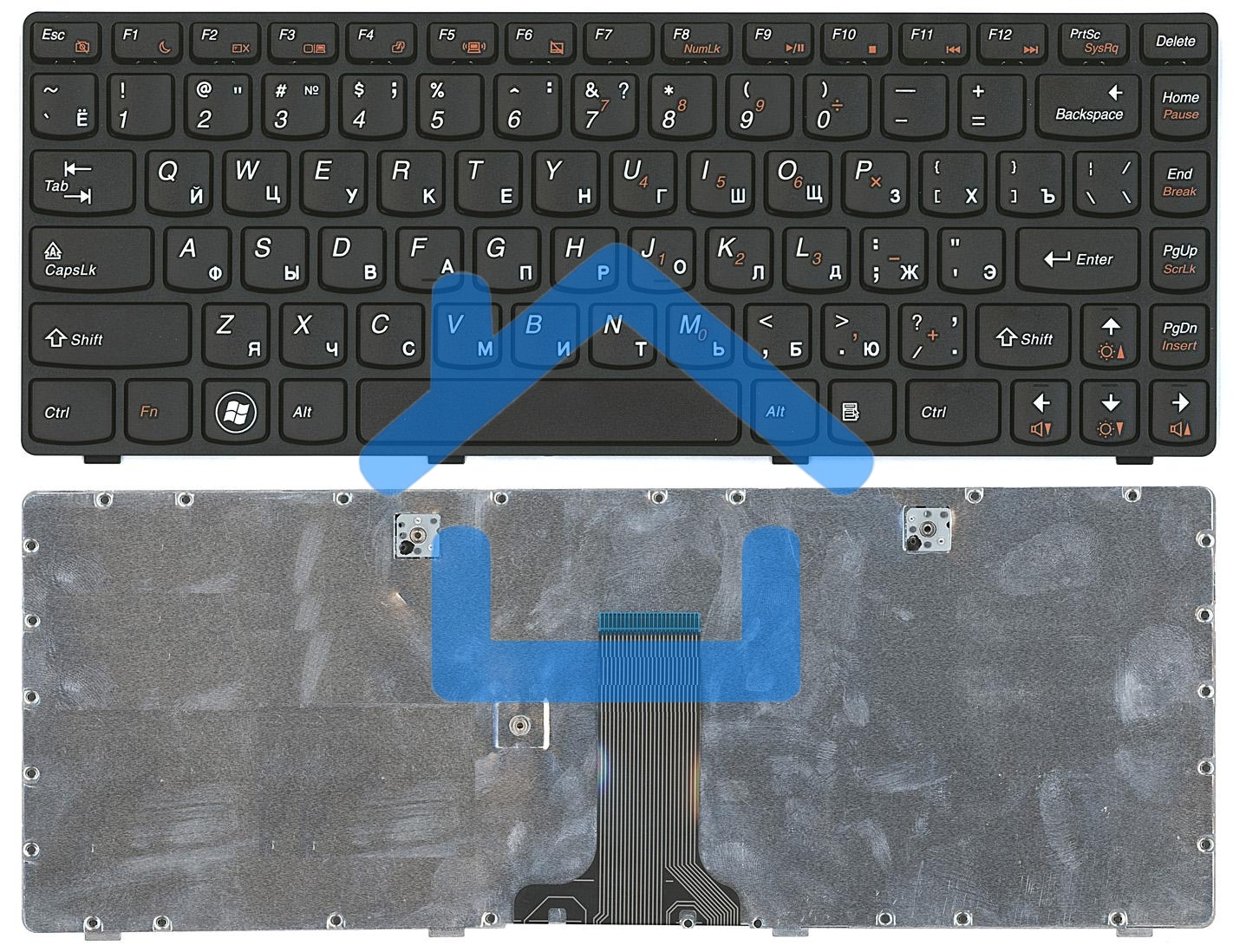 Клавиатура для ноутбука Lenovo G480 черная с черной рамкой
