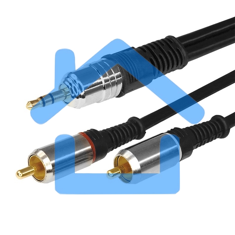 Шнур Стерео 3,5 мм - 2 RCA, длина 1,5 метра (GOLD-металл) Rexant