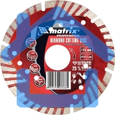 Диск алмазный отрезной Matrix сегментный с защитными сект, 180 х 22,2 мм, сухая резка