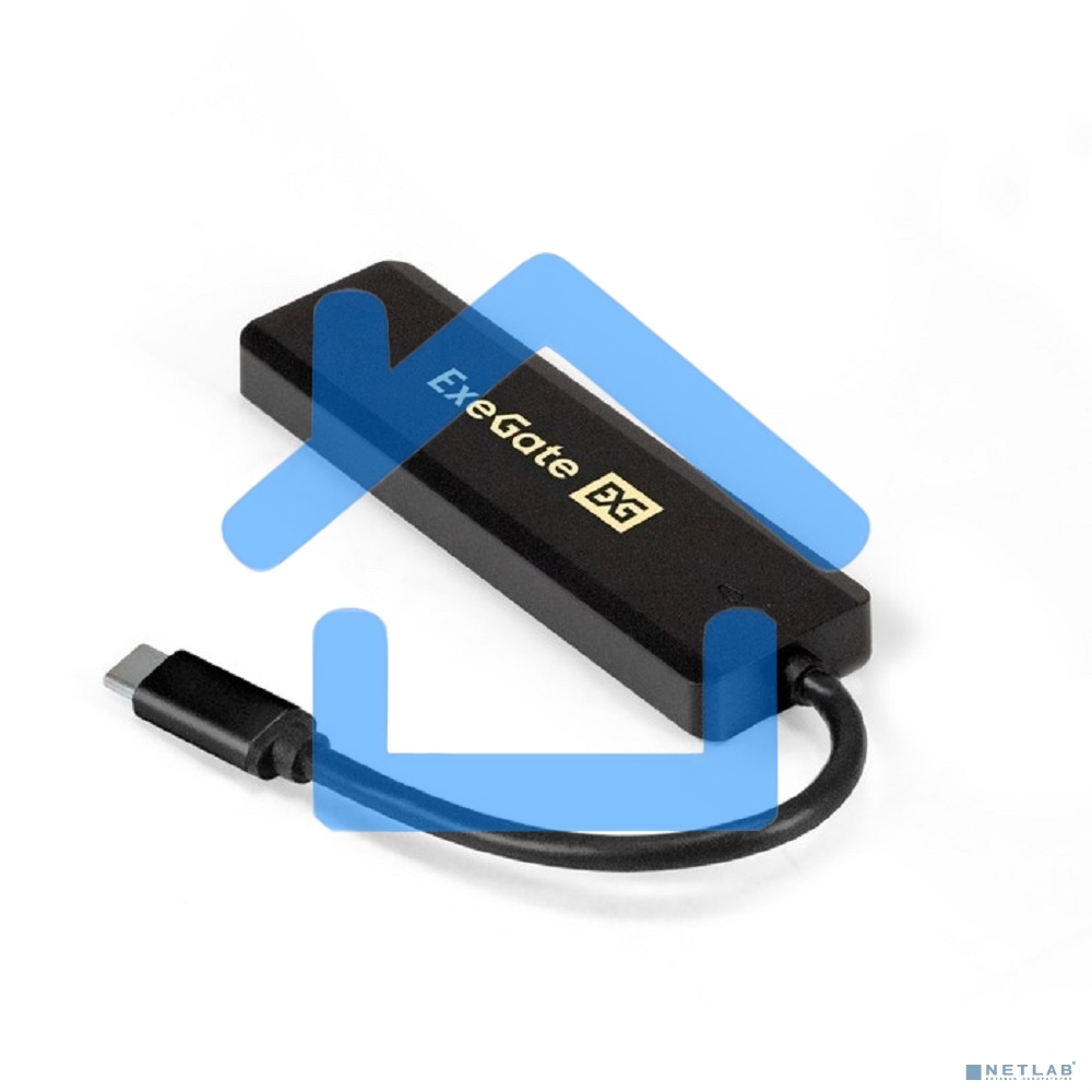 Хаб USB (концентратор) ExeGate DUB-4CP/1 (кабель-адаптер USB Type C --> 4xUSB3.0, Plug&Play, черный)