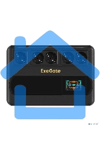 Источник бесперебойного питания ExeGate NEO Smart BU-600.LCD.AVR.5SH 600VA/360W, цветной LCD-дисплей, AVR, 5*Schuko, черный