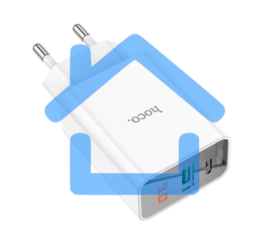 Блок питания (сетевой адаптер) HOCO C100A 1xUSB (18 Вт), 1xType (20 Вт), белый