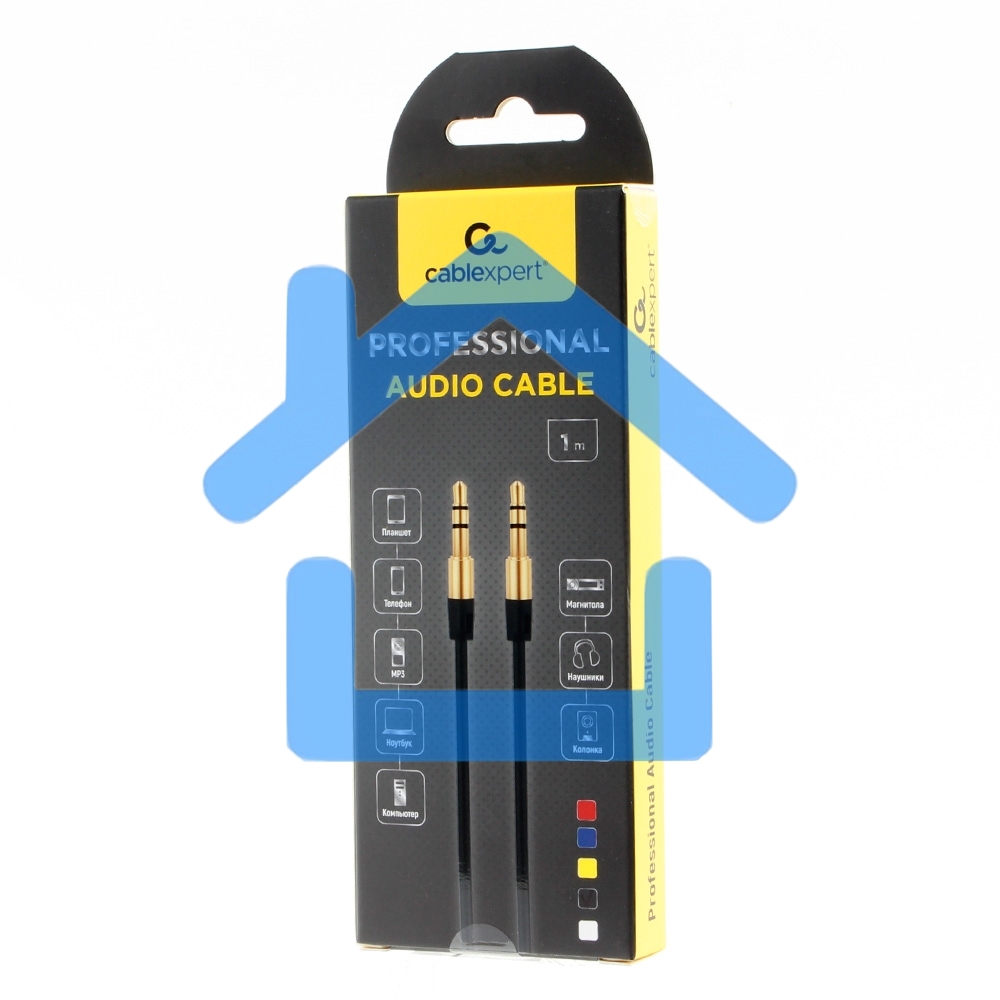 Кабель аудио Cablexpert CCAB-01-35MM-1MY, 3.5 Jack (M)/3.5 Jack (M), желтый. 1м, блистер