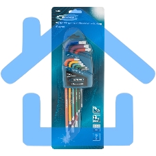 Набор ключей GROSS 16402имбусовых torx-tt 9шт: t10-t50 магнит s2 экстра-длин. хром/краска 9шт.