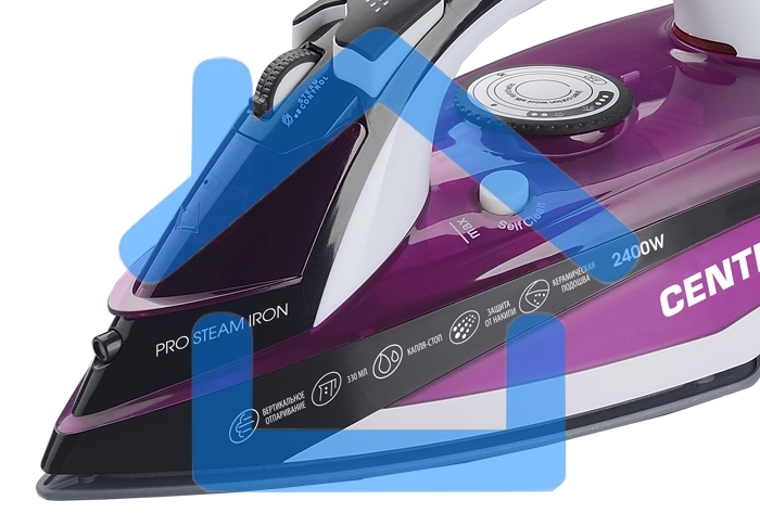 Утюг Centek CT-2344 VIOLET 2400Вт, керамическая подошва, мощный паровой удар, самоочистка, 330мл