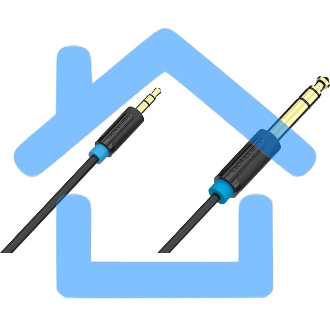 Кабель Vention аудио Jack 6,5 mm M/ 3,5 M - 1 м