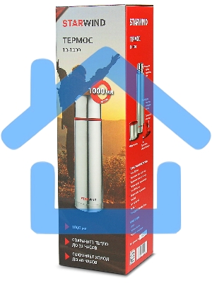 Термос Starwind 10-1000 1л. серебристый/красный картонная коробка