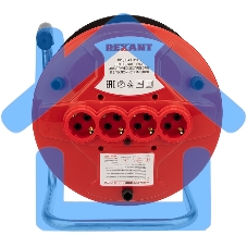 Удлинитель-шнур на катушке Rexant ПВС 3х1.0, 50 м, 4 гнезда, с/з, 10 А, 2200 Вт, IP20, оранжевый (Сделано в России)