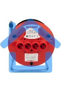 Удлинитель-шнур на катушке Rexant ПВС 3х1.0, 50 м, 4 гнезда, с/з, 10 А, 2200 Вт, IP20, оранжевый (Сделано в России)