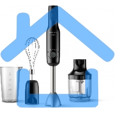 Блендер погружной Philips HR2543/90, 700Вт, 1 скорость, турбо режим, стакан для взбивания, венчик, измельчитель, черный