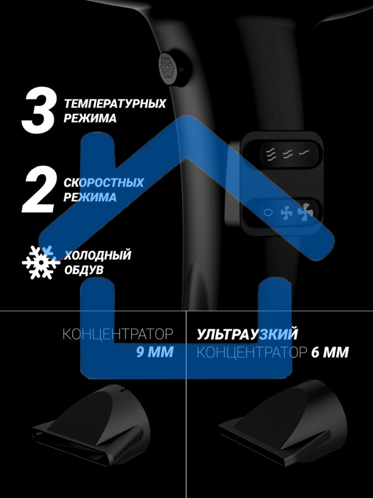 Фен Polaris PHD2099ACi Argan Therapy PRO черный 2000Вт