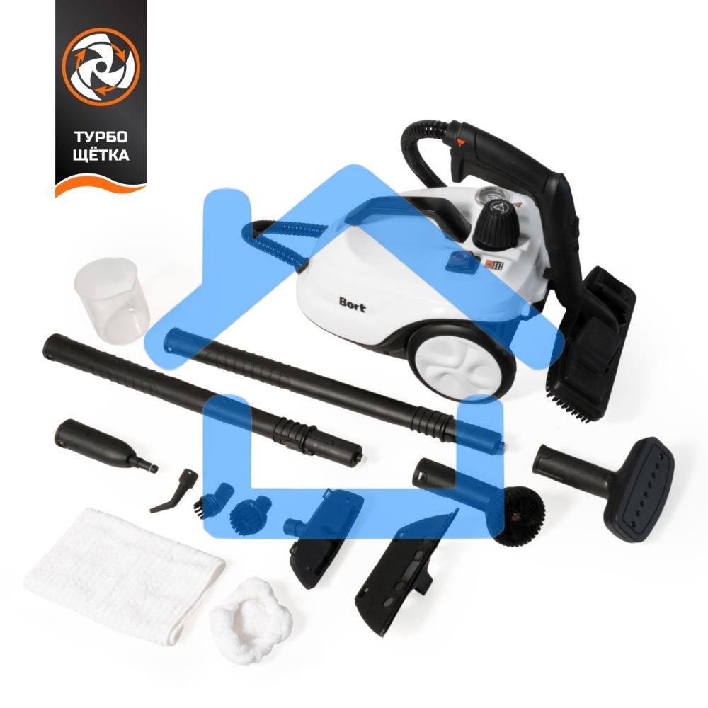 Пароочиститель Bort BDR-5000 Turbo (93412963) Мощность 2200 Вт; Макс давление 5 бар; Постоянная подача пара 50 г/мин; Температура пара 152 °С; Объем бойлера 2 л; Время нагревания 480 с; Время непрерывной работы 40 мин; Длина шланга 1,5 м; Длина шнура пита