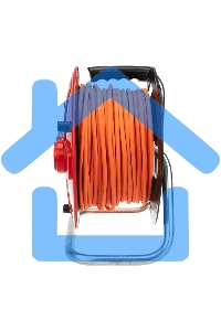 Удлинитель-шнур на катушке Rexant ПВС 3х1.0, 50 м, 4 гнезда, с/з, 10 А, 2200 Вт, IP20, оранжевый (Сделано в России)