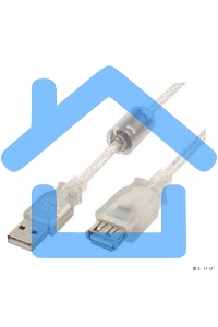 Кабель-удлинитель USB2.0 Pro Cablexpert CCF-USB2-AMAF-TR-0.75M, AM/AF, 0,75м, экран, 2феррит.кольца, прозрачный, пакет