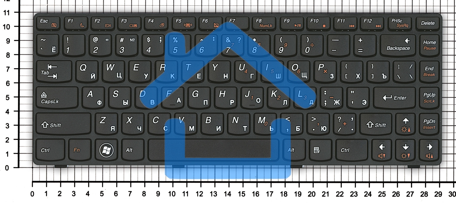 Клавиатура для ноутбука Lenovo G480 черная с черной рамкой