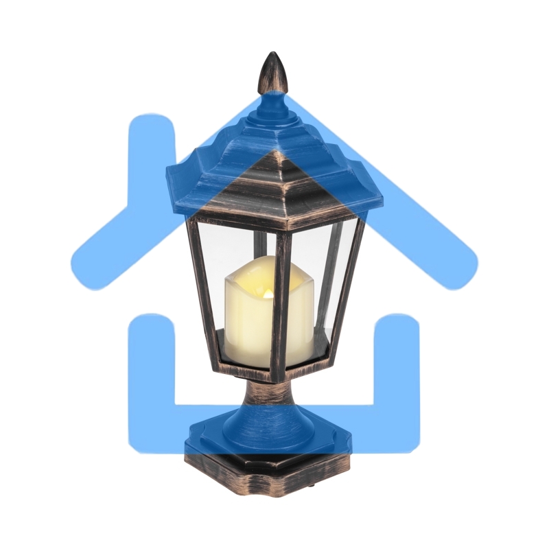 Декоративный фонарь Neon-night на подставке со свечкой, бронзовый корпус, размер 14,5х17х31см, теплый белый