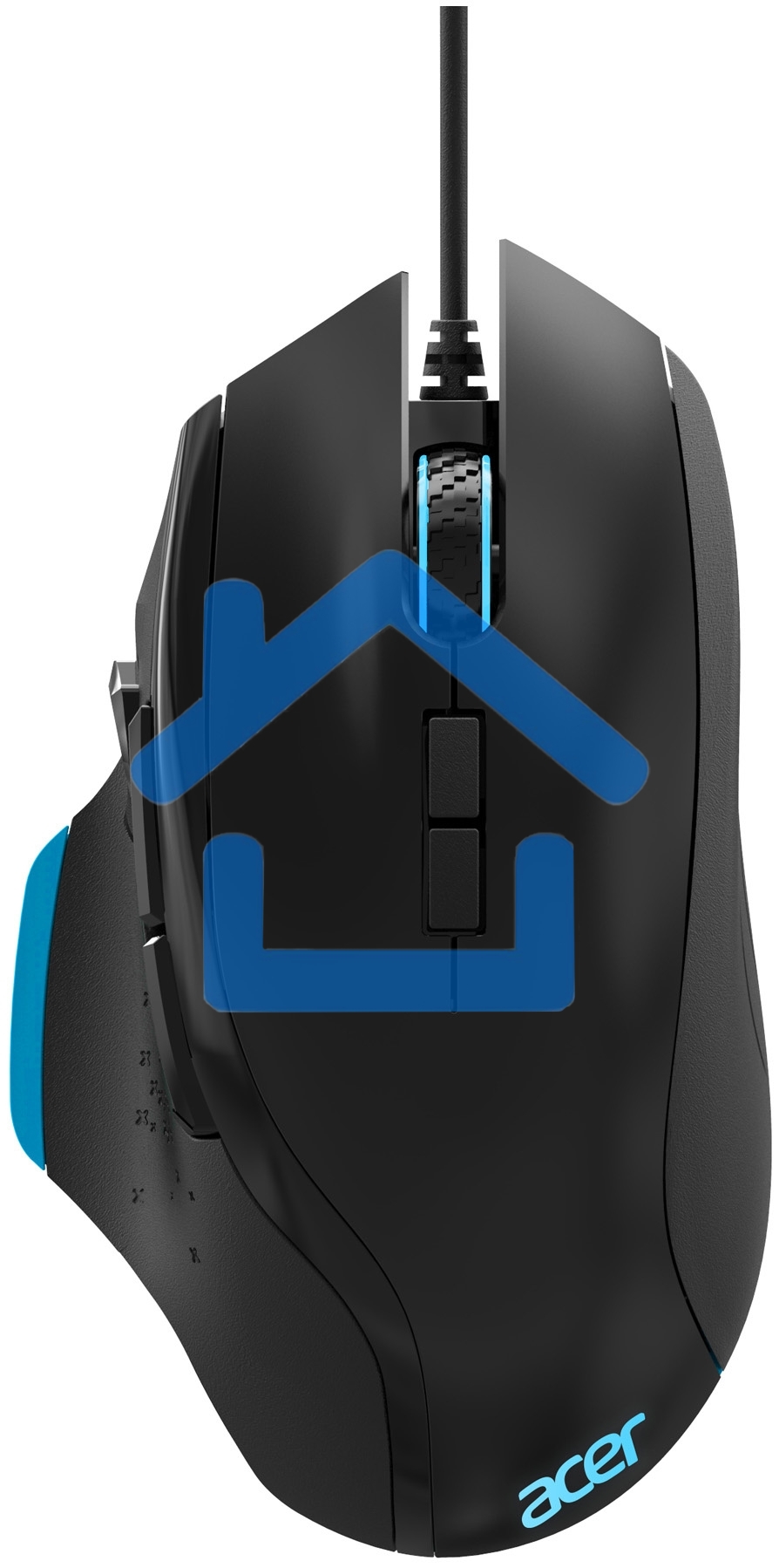 Мышь проводная Acer OMW123 черный, 6400 dpi, USB, кнопки - 8