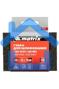 Губка для шлифования Matrix, 100 х 70 х 25 мм, средняя плотн., P 60