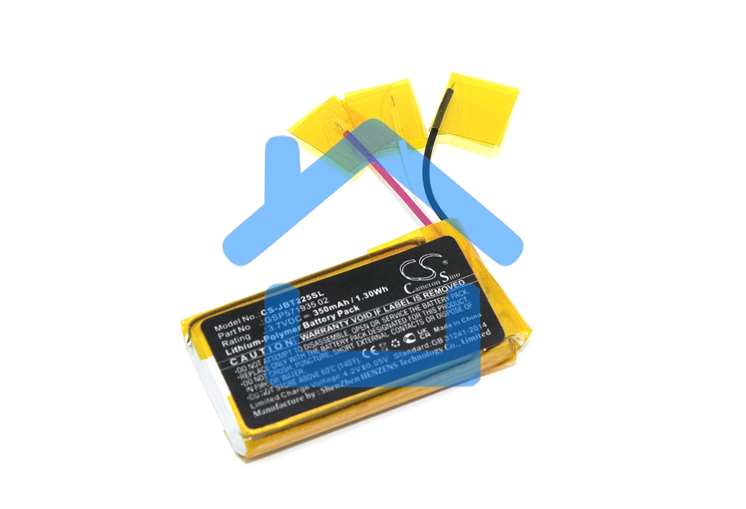 Аккумуляторная батарея CameronSino CS-JBT225SL для JBL Tune 225 TWS Charging Case 3.7V 350mAh / 1.30