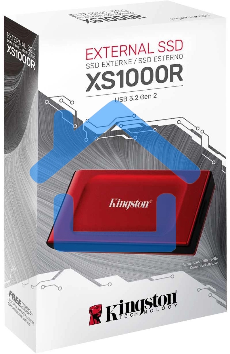 Внешний SSD Kingston XS1000, 1TB, USB 3.2 Gen 2 Type-C, R/W 1050/1000, красный