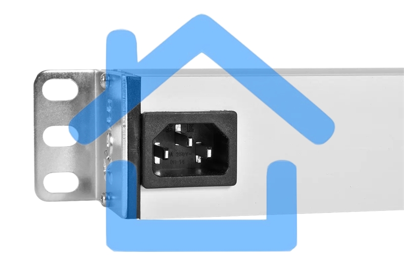 Блок розеток Rem-10 без шнура с выкл., 8 Sсhuko, вход IEC 60320 C14, 10A, алюм., 19
