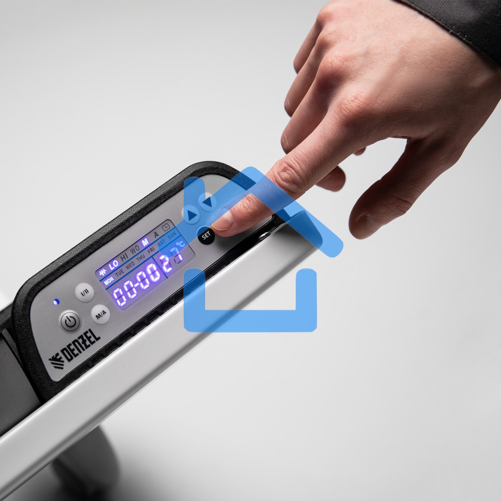 Конвектор гибридный Denzel HybridX-1500 белый, 1500 Вт, 25 м2, термостат, дисплей