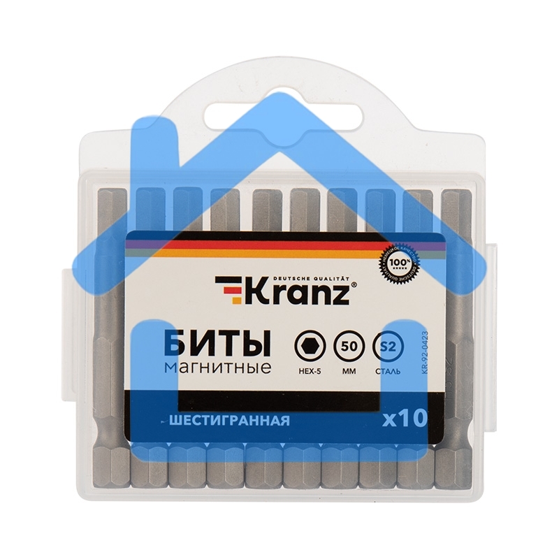 Бита шестигранная HEX-5х50 мм для шуруповерта (упак 10 шт.) Kranz