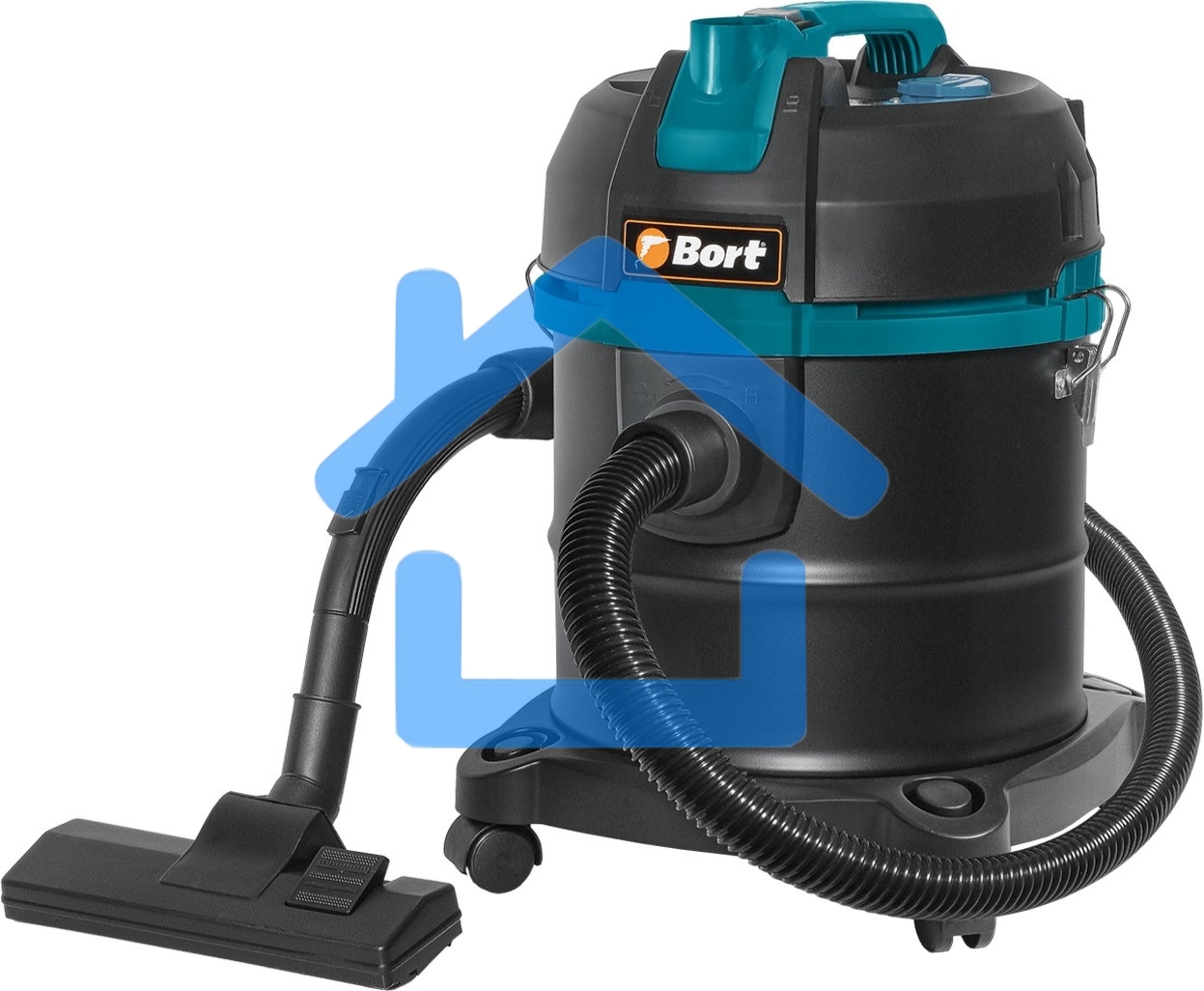 Строительный пылесос Bort BSS-1220 черный (93412598) 240/1200 Вт, уборка сухая/влажная, пылесборник мешок/контейнер, 20 л