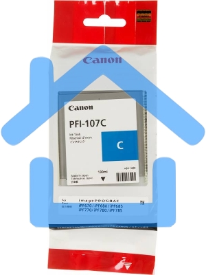 Картридж струйный Canon PFI-107C (6706B001) голубой (130 мл) для Canon iP F680/685/780/785