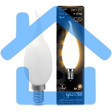 Лампа светодиодная Gauss Filament Свеча на ветру E14 5Вт 2700К OPAL