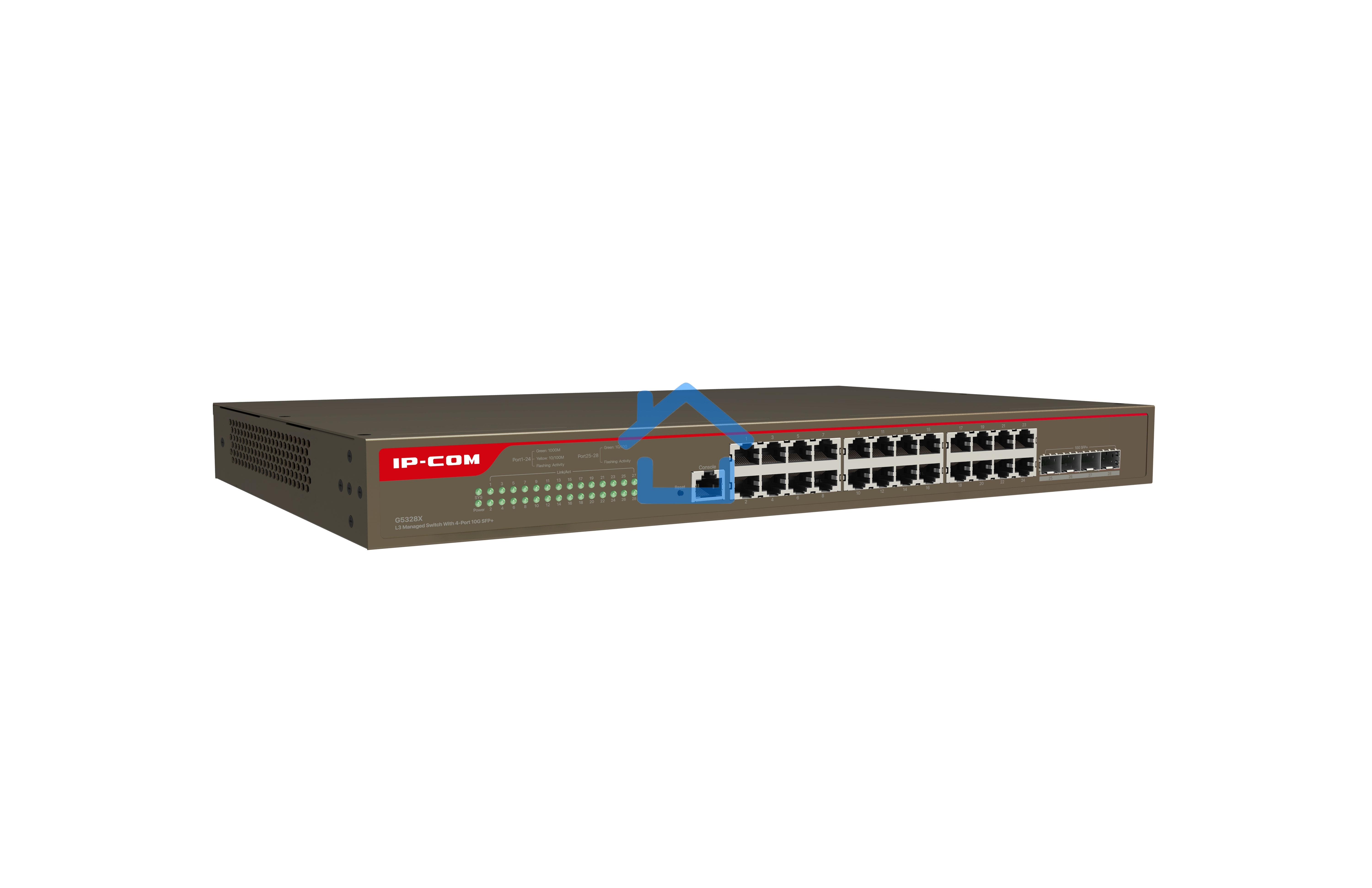 Коммутатор управляемый в стойку, 24*1Gbit RJ45, 4*SFP 10Gbit, console port IP-COM G5328X