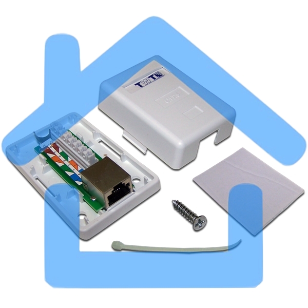 Настенная розетка, 1 порт RJ-45 категории 6, STP, белая
