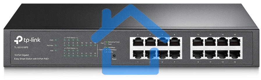 Коммутатор TP-Link SMB TL-SG1016PE Easy Smart гигабитный 16-портовый коммутатор с 8 портами PoE+