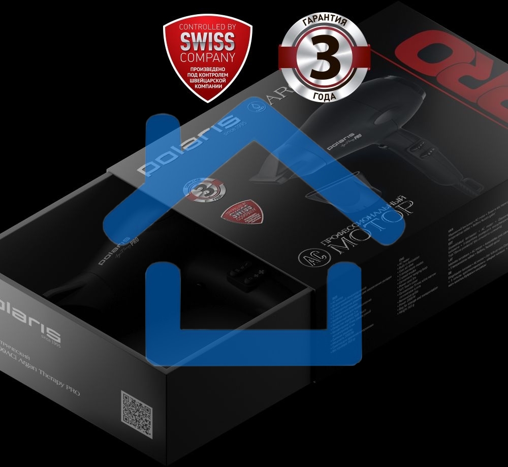 Фен Polaris PHD2099ACi Argan Therapy PRO черный 2000Вт