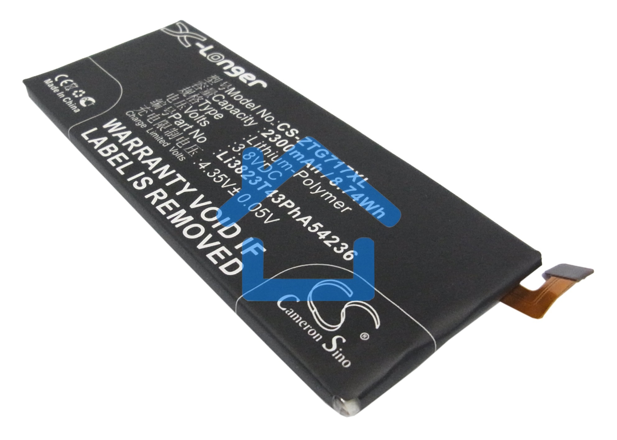 Аккумулятор CameronSino CS-ZTG717XL ZTE Li3824T43P6hA54236-H для ZTE Blade S6 G717C 3.8V / 2300mAh / 8.74Wh
